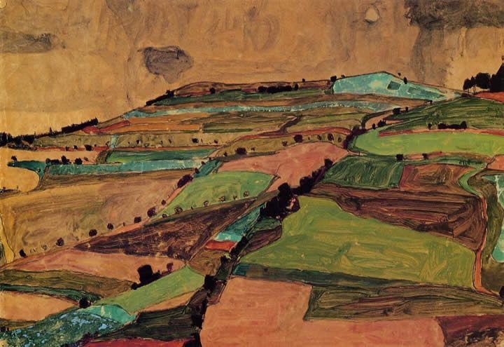 Egon Schiele Field Landscape
